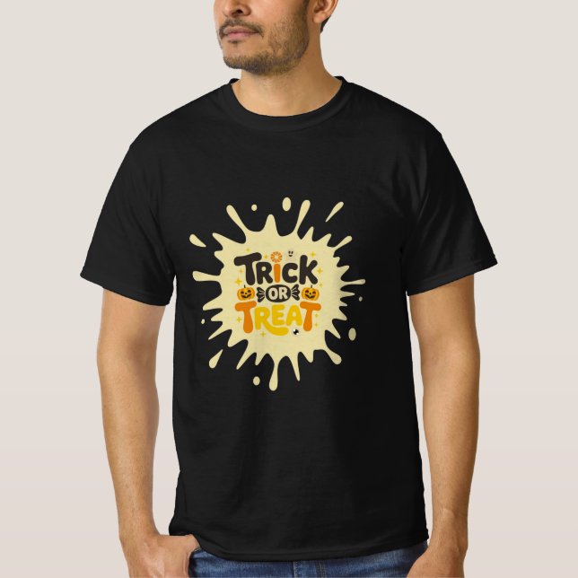 Lustiger Retro-"Süßes oder Saures"-Splash-Männer-H T-Shirt (Vorderseite)