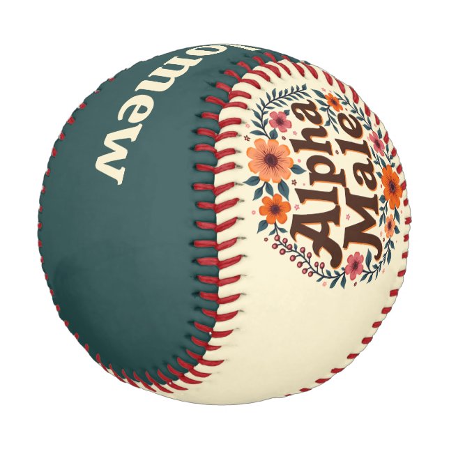 Lustiger Retro Vintage Floral Geist Baseball (Schrägansicht)