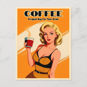 Lustiger Retro Vintage Kaffee Koffein Humor Postkarte