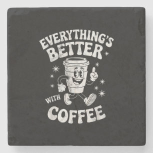 Lustiger Retro Vintage Kaffee Männer oder Frauen K Steinuntersetzer