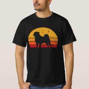Lustiger Retro Vintage Sonnenuntergang Mops Hund T-Shirt
