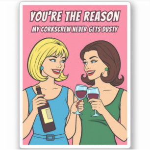 Lustiger Retro-Vintage-Wein-Humor BFF Pop-Art Aufkleber