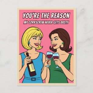 Lustiger Retro-Vintage-Wein-Humor BFF Pop-Art  Postkarte