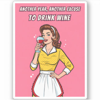 Lustiger Retro-Vintage-Wein-Humor Rosa Pop-Art  Aufkleber