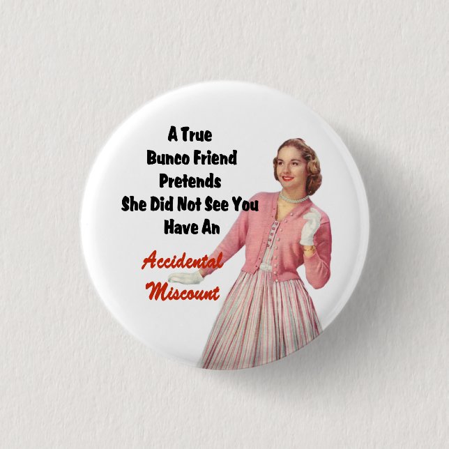 Lustiger Retro Vintager Bunco Preis-Knopf Button (Vorderseite)
