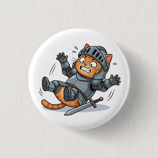 Lustiger Ritter-Katzen-Button Button (Vorderseite)