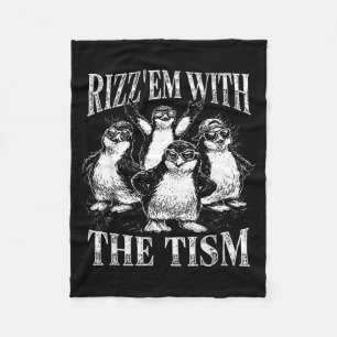 Lustiger Rizz em mit dem Tism Retro-Pinguin-Meme Fleecedecke
