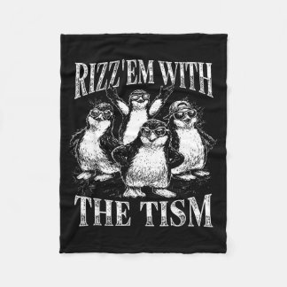 Lustiger Rizz em mit dem Tism Retro-Pinguin-Meme  Fleecedecke