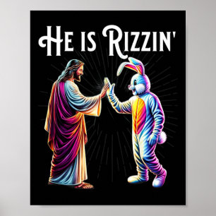 Lustiger Rizz Er ist Rizzin Jesus High Five Ostern Poster