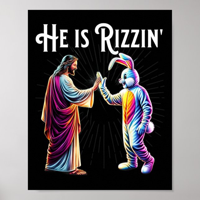 Lustiger Rizz Er ist Rizzin Jesus High Five Ostern Poster (Vorne)