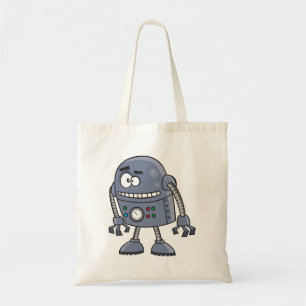 Lustiger Roboter-Charakter Cute Blue Retro Tragetasche