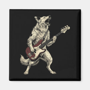 Lustiger Rock Border Collie spielt Gitarre Retro H Magnet
