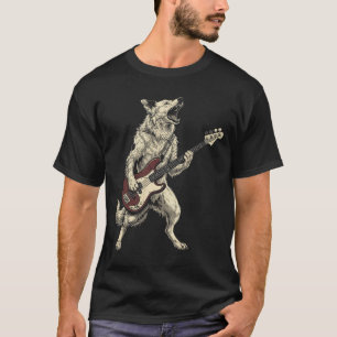 Lustiger Rock Border Collie spielt Gitarre Retro H T-Shirt