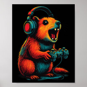 Lustiger Rock-Hyrax-Gamer Awawa-Videospiele Poster