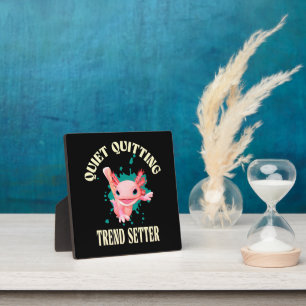 Lustiger Rosa Axolotl Ruhiger Kündigungs-Trendsett Fotoplatte