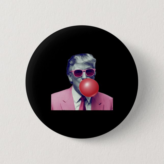 Lustiger Rosa Donald Trump Bubble Gum Yum Tee  Button (Vorderseite)