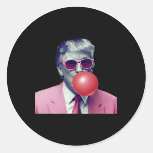 Lustiger Rosa Donald Trump Bubble Gum Yum Tee Runder Aufkleber