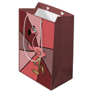 Lustiger rosa Flamingo-abstrakte Geschenk-Tasche Mittlere Geschenktüte