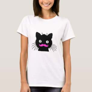 LUSTIGER ROSA SCHNURRBARTschwarzer CAT T-Shirt