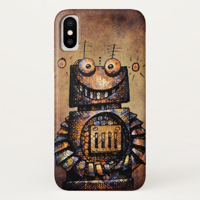 Lustiger rostiger Steampunk Roboter Case-Mate iPhone Hülle (Rückseite)