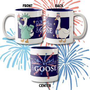 Lustiger Rot, Weiß und Gans Fourth of July Kaffee Zweifarbige Tasse