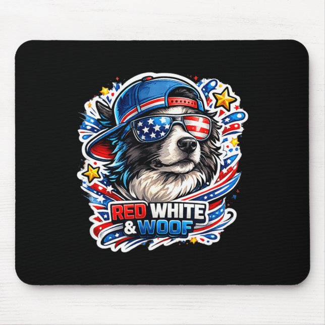 Lustiger rot weißer und wuffender Border Collie Hu Mousepad (Vorne)