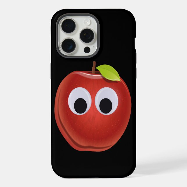 Lustiger roter Apfel mit Google-Augen  iPhone Hülle (Rückseite)