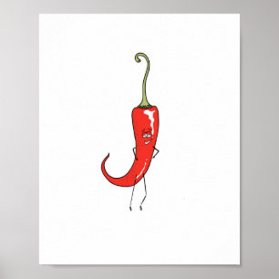 Lustiger roter Chili Poster