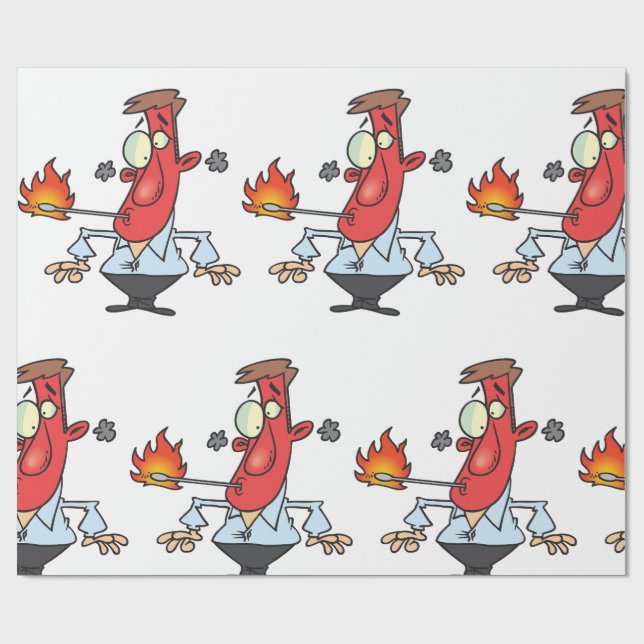 Lustiger roter Gesichtsmann mit Thermometer Fieber Geschenkpapier (Flach)