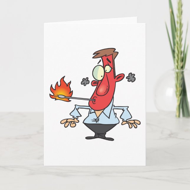 Lustiger roter Gesichtsmann mit Thermometer Fieber Karte (Vorderseite)