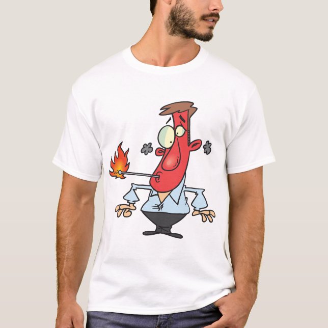 Lustiger roter Gesichtsmann mit Thermometer Fieber T-Shirt (Vorderseite)