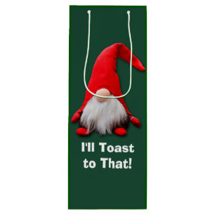 Lustiger roter Gnome-Weihnachtstoast Geschenktüte Für Weinflaschen