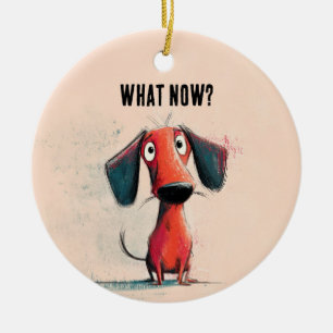 Lustiger roter Hund – Whimsical Cartoon Haustier K Keramik Ornament