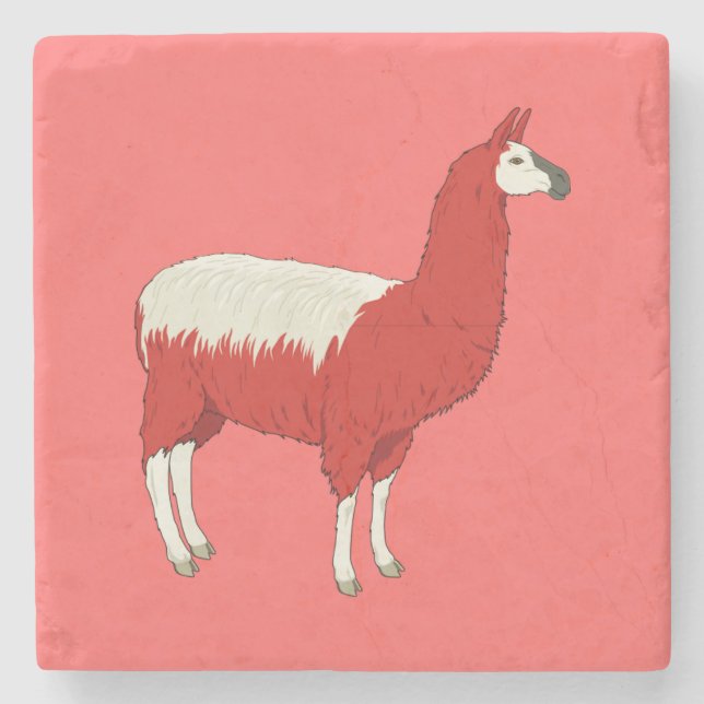 Lustiger roter Lama Steinuntersetzer (Vorderseite)