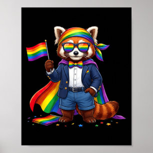 Lustiger Roter Panda Lgbt Regenbogen Lesbischer Sc Poster