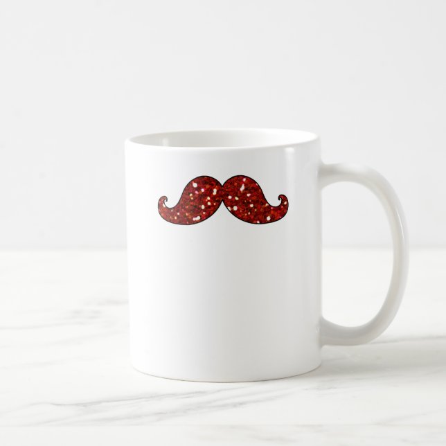 LUSTIGER ROTER SCHNURRBART DRUCKGlitzer Kaffeetasse (Rechts)
