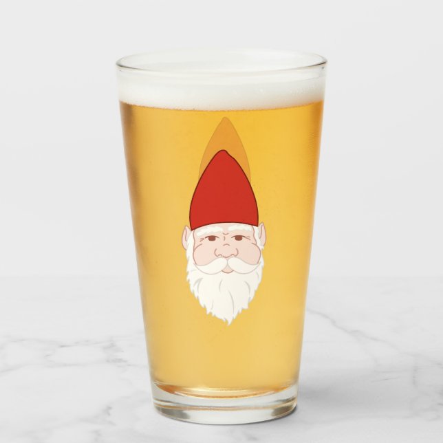 Lustiger roter verärgerter Gnome Glas (Vorne (Gefüllt))