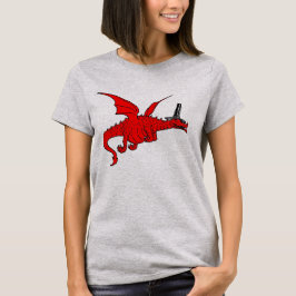 Lustiger roter Waliser-Drache im traditionellen T-Shirt