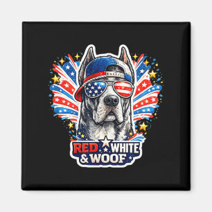 Lustiger roter weißer und woof Great Dane Hund pat Magnet