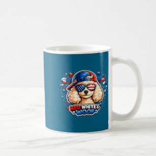 Lustiger roter weißer und woof Pudel Hund patrioti Kaffeetasse