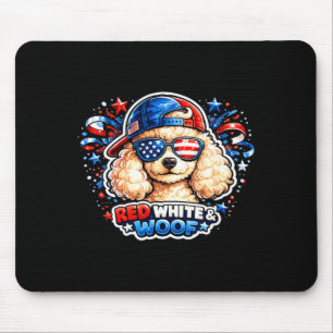 Lustiger roter weißer und woof Pudel Hund patrioti Mousepad