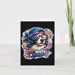 Lustiger roter weißer und Wuff Border Collie Hund Karte