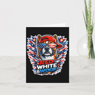 Lustiger roter weißer und Wuff Boxerhund patriotis Karte