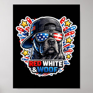 Lustiger roter weißer und Wuff Cane Corso Hund pat Poster
