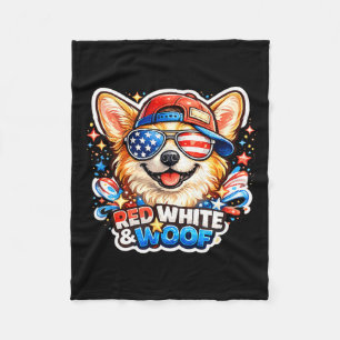 Lustiger roter weißer und Wuff Corgi Hund patrioti Fleecedecke
