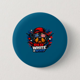 Lustiger roter weißer und Wuff Rottweiler Hund pat Button