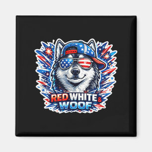 Lustiger roter weißer und Wuff Sibirischer Husky H Magnet