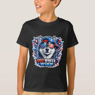 Lustiger roter weißer und Wuff Sibirischer Husky H T-Shirt