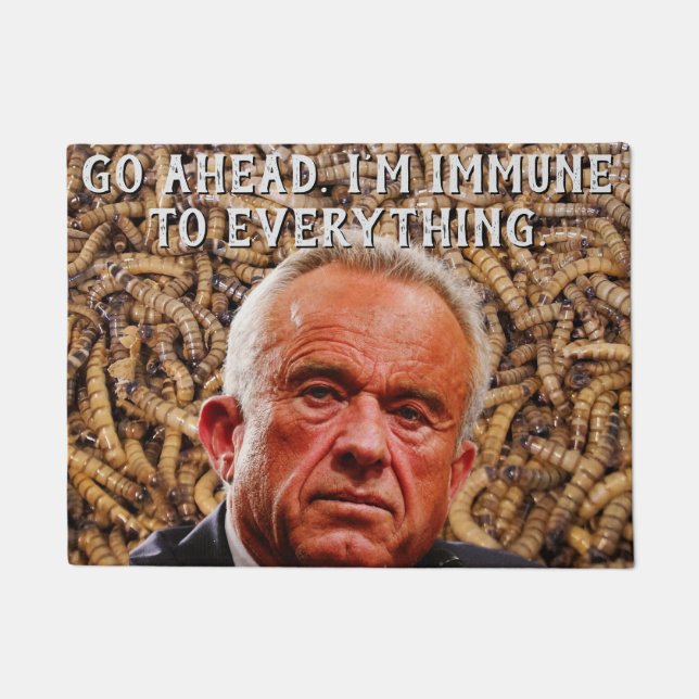 Lustiger rotgesichtiger Robert F. Kennedy Jr. und  Fußmatte (Vorderseite)