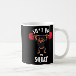 Lustiger Rottweiler Fitness Kniebeugen Workout Gew Kaffeetasse